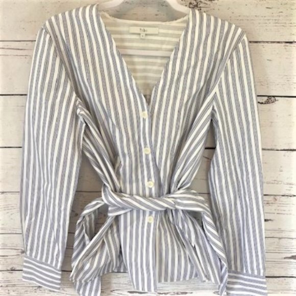 Tibi Liam Striped tie front button down blouse - Picture 5 of 13